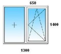 Пластиковое окно с монтажом системы Rehau Roto NT г. Курган толщина 60 мм, 1400*1300*650, в панельный дом